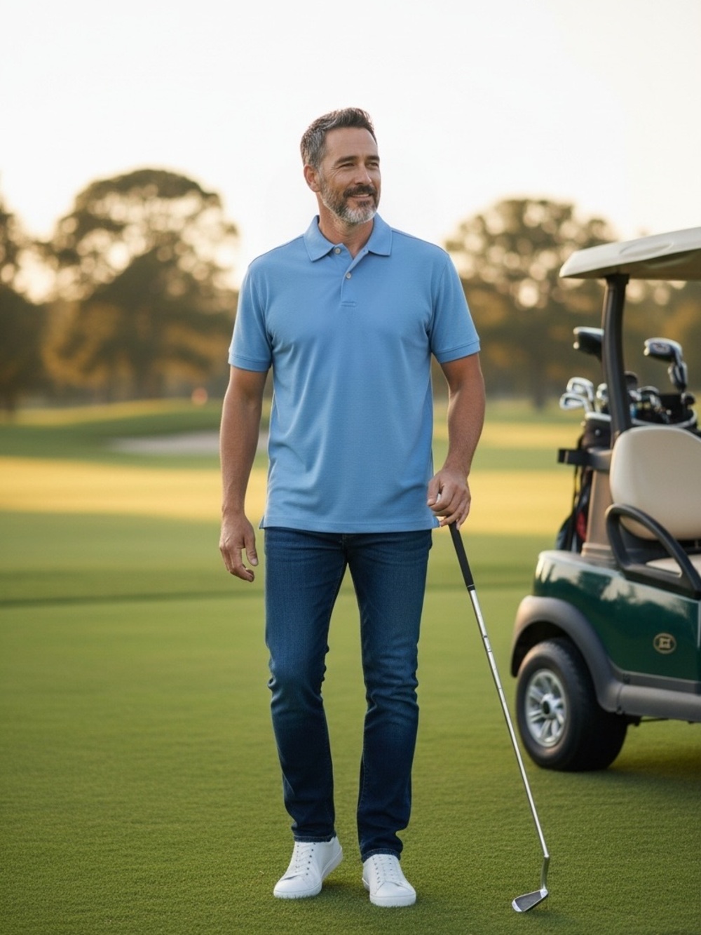 Cubavera Men's Sky Blue Polo Golf Shirt